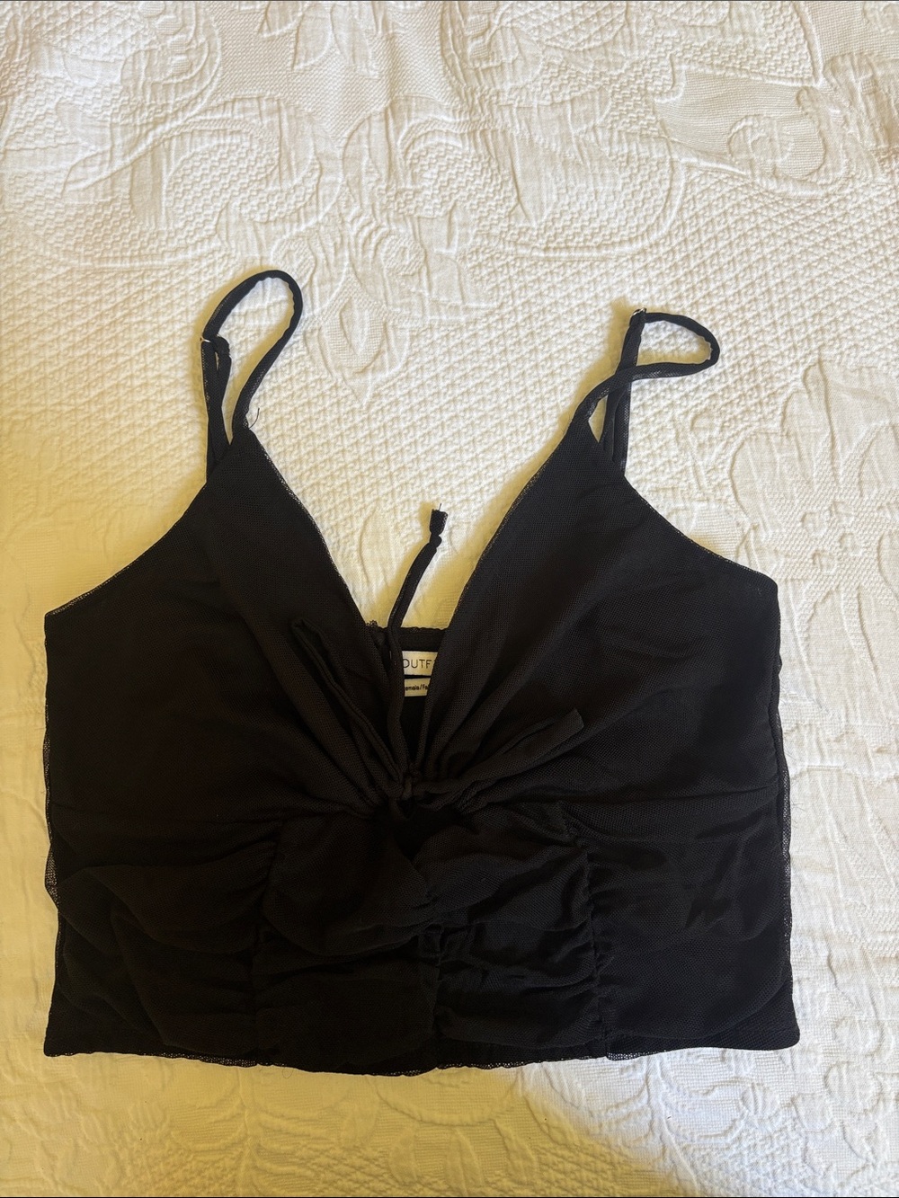 Urban Outfitters Black Ruched V-Neck Crop Top
